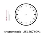 Clock face. Blank clock dial face. Time indication. Measuring round scale. hour, minute and second hands. Analog clock. Vector illustration