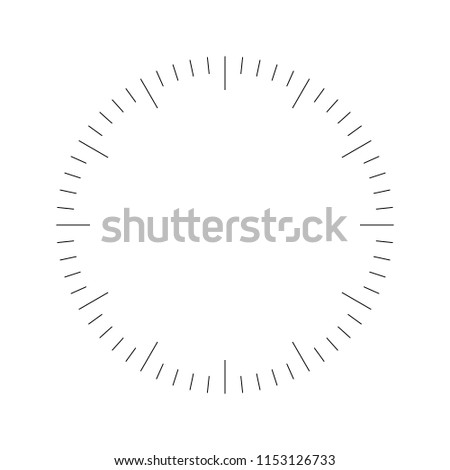 Clock face. Blank hour dial. Dashes mark minutes and hours. Simple flat vector illustration.