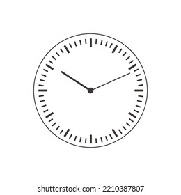 Cara de reloj aislada en fondo blanco. Contorno de las manos del reloj vectorial. Icono de línea para diseño de relojes de pared