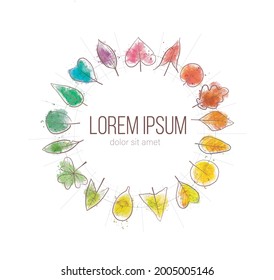 Clock face with colored leaves and place for your text