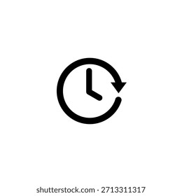 Clock face combined with a circular arrow refresh reload symbol. Time Reset Icon