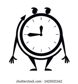 Clock face with deadline time. Red clock face ,3 minutes. Flat vector illustration on white background