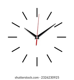 Clock face graphic icon. Dial clock sign isolated on white  background. Design template closeup. Vector illustration