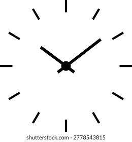 Clock face with hands and hour markers, illustration