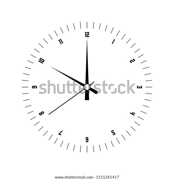 時計の顔 時刻のダイヤル 時 分 秒針 ダッシュは分と時を示します 単純な平らなベクター画像イラスト のベクター画像素材 ロイヤリティフリー