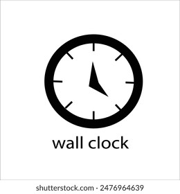 clock face with hour, minute and second hands, isolated on white background.  Vector illustration