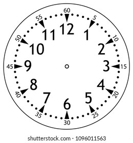 Clock face for house, alarm, table, kitchen, wall clocks, wrist watches or clocks models for kids. Dial for pocket, stop watches, timer. For mark opening, visiting, office, business or working hours.