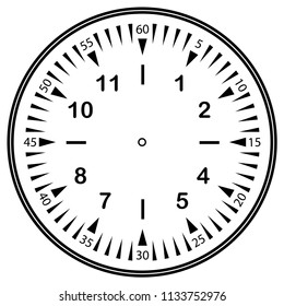 Clock face for house, alarm, table, kitchen, wall, wristwatches or special models for kids. Dial for pocket, stop watches or timer. For mark opening, visiting, office, business or working hours.