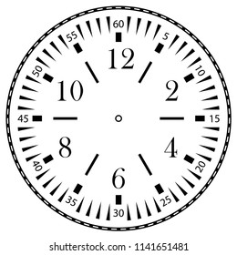 Clock face for house, alarm, table, kitchen, wall, wristwatches or special models for kids. Dial for pocket, stop watches or timer. For mark opening, visiting, office, business or working hours.