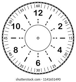 Clock face for house, alarm, table, kitchen, wall, wristwatches or special models for kids. Dial for pocket, stop watches or timer. For mark opening, visiting, office, business or working hours.