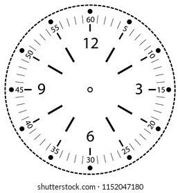 Clock face for house, alarm, table, kitchen, wall, wristwatches or special models for kids. Dial for pocket, stop watches or timer. For mark opening, visiting, office, business or working hours.