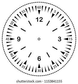 Clock face for house, alarm, table, kitchen, wall, wristwatches or special models for kids. Dial for pocket, stop watches or timer. For mark opening, visiting, office, business or working hours.