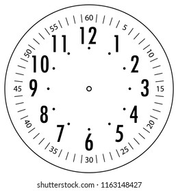 Clock face for house, alarm, table, kitchen, wall, wristwatches or special models for kids. Dial for pocket, stop watches or timer. For mark opening, visiting, office, business or working hours.