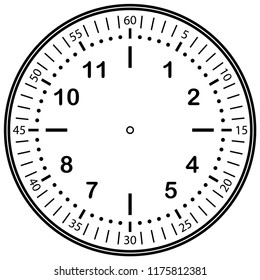 Clock face for house, alarm, table, kitchen, wall, wristwatches or special models for kids. Dial for pocket, stop watches or timer. For mark opening, visiting, office, business or working hours.