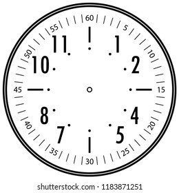 Clock face for house, alarm, table, kitchen, wall, wristwatches or special models for kids. Dial for pocket, stop watches or timer. For mark opening, visiting, office, business or working hours.