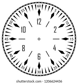 Clock face for house, alarm, table, kitchen, wall, wristwatches or special models for kids. Dial for pocket, stop watches or timer. For mark opening, visiting, office, business or working hours.