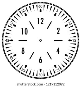 Clock face for house, alarm, table, kitchen, wall, wristwatches or special models for kids. Dial for pocket, stop watches or timer. For mark opening, visiting, office, business or working hours.