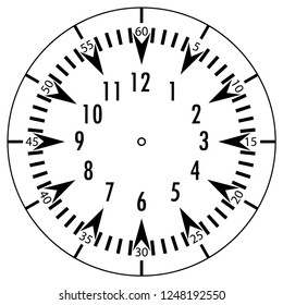 Clock face for house, alarm, table, kitchen, wall, wristwatches or special models for kids. Dial for pocket, stop watches or timer. For mark opening, visiting, office, business or working hours.