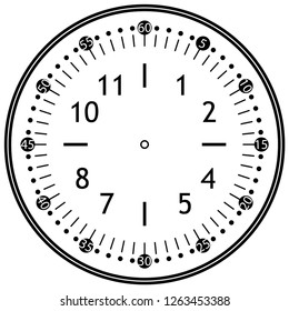 Clock face for house, alarm, table, kitchen, wall, wristwatches or special models for kids. Dial for pocket, stop watches or timer. For mark opening, visiting, office, business or working hours.