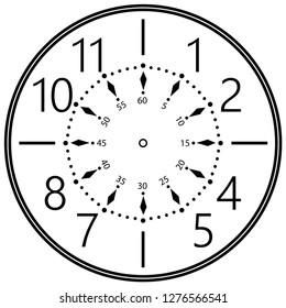 Clock face for house, alarm, table, kitchen, wall, wristwatches or special models for kids. Dial for pocket, stop watches, timer or grandfather clock. Logo for the repair shop.