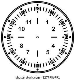 Clock face for house, alarm, table, kitchen, wall, wristwatches or special models for kids. Dial for pocket, stop watches, timer or grandfather clock. Logo for the repair shop.