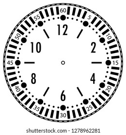 Clock face for house, alarm, table, kitchen, wall, wristwatches or special models for kids. Dial for pocket, stop watches, timer or grandfather clock. Logo for the repair shop.