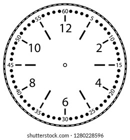 Clock face for house, alarm, table, kitchen, wall, wristwatches or special models for kids. Dial for pocket, stop watches, timer or grandfather clock. Logo for the repair shop.