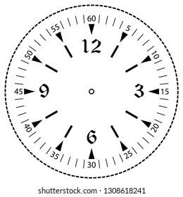 Clock face for house, alarm, table, kitchen, wall, wristwatch or special model for kids. Dial for pocket, stop watches, timers or grandfather clocks. Logo for the repair shop.