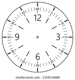 Clock face for house, alarm, table, kitchen, wall, wristwatch or special model for kids. Dial for pocket, stop watches, timers or grandfather clocks. Logo for the repair shop.