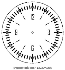 Clock face for house, alarm, table, kitchen, wall, wristwatch or special model for kids. Dial for pocket, stop watches, timers or grandfather clocks. Logo for the repair shop.