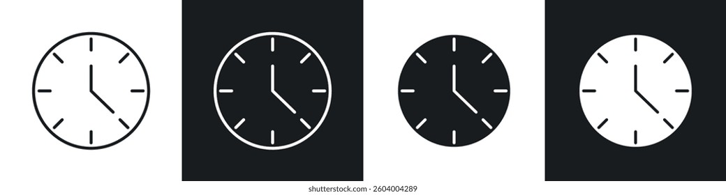 Clock face icon symbol collection on white background.