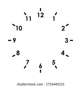 Clock face icon. Symbol watch isolated on white  background. Design template closeup. Vector illustration 