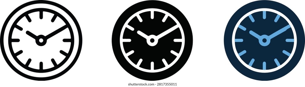 Clock face icon, time, hours, minutes, hands, watch, measurement.