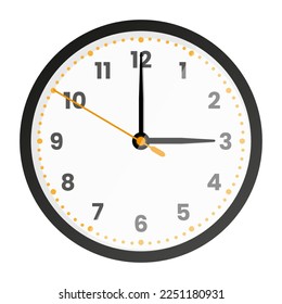 Clock face isolated on white background. 3 o'clock. Vector illustration