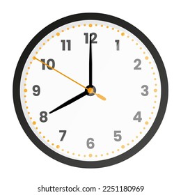 Clock face isolated on white background. 8 o'clock. Vector illustration