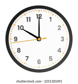 Clock face isolated on white background. 10 o'clock. Vector illustration