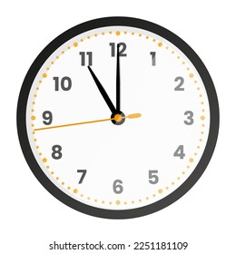 Clock face isolated on white background. 11 o'clock. Vector illustration