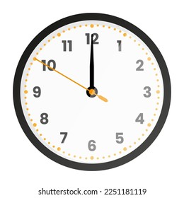 Clock face isolated on white background. 12 o'clock. Vector illustration