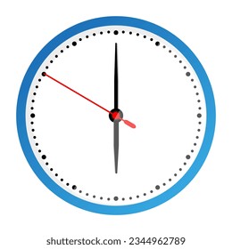 Clock face isolated on white background. 6 o'clock. Vector illustration, Clock icon in flat style