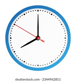 Clock face isolated on white background. 8 o'clock. Vector illustration, Clock icon in flat style
