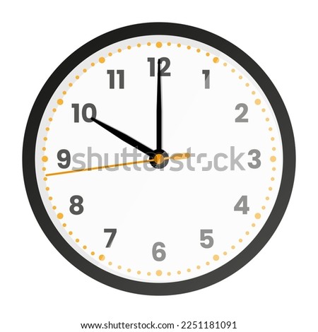 Clock face isolated on white background. 10 o'clock. Vector illustration
