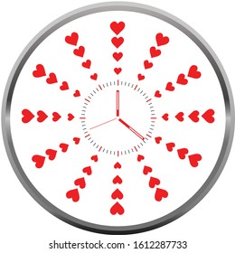 clock face love white background 