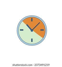 clock face with marked time in the sun color linear  illustration