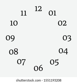 Reloj sobre fondo blanco. 12 horas reloj dial con escala redonda. Ilustración del vector