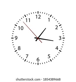 Clock face on white background. Vector illustration.