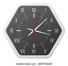 Clock face. Realistic elegant shape time watch