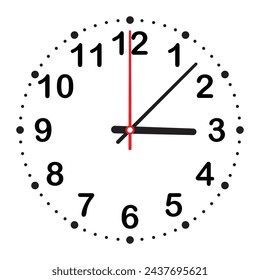 Clock face, Roman numerals and a hand pointing to the third hour. The watch is isolated on a white background.