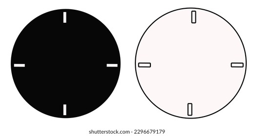 Clock face set. Blank hour dial. Simple flat on white background. Vector illustration.