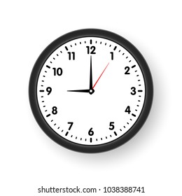 Clock face with shadow on white background. Vector illustration