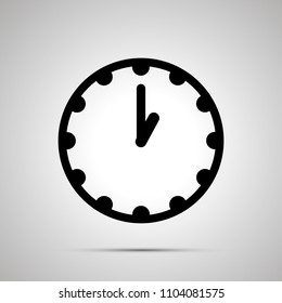 Clock face showing 1-00, simple black icon isolated on white